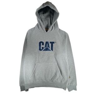 Caterpillar CAT Pullover Hoodie Mens Large Heavyweight Gray Blue Workwear NWT